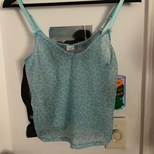Blue mesh leopard camisole - express